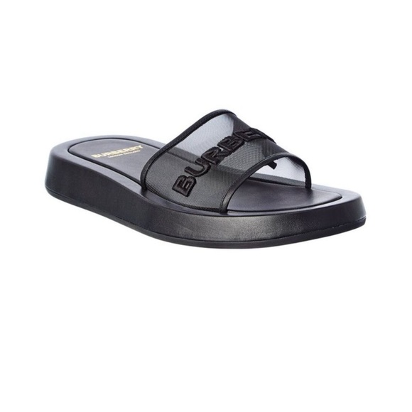 Burberry Embroidered Logo Mesh Slides size 7-8 - Picture 2 of 6